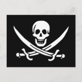 ホワイト、海賊フラッグCalico Jack、スカル&カトラス ポストカード (正面)