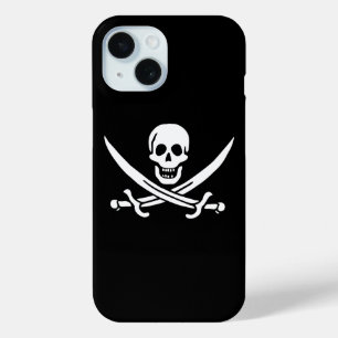 ホワイト、海賊フラッグCalico Jack、スカル&カトラス iPhone 15ケース