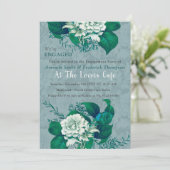 ホワイト / 緑のバラの花のデザイン 招待状 (スタンド正面)