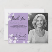 ホワイト&薄紫ワイルドフラワー葬儀サンキューカード 招待状 (正面)