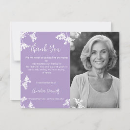 ホワイト&薄紫ワイルドフラワー葬儀サンキューカード 招待状