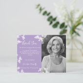 ホワイト&薄紫ワイルドフラワー葬儀サンキューカード 招待状 (スタンド正面)