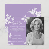 ホワイト&薄紫ワイルドフラワー葬儀サンキューカード 招待状 (正面/裏面)