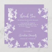 ホワイト&薄紫ワイルドフラワー葬儀サンキューカード 招待状 (正面/裏面)