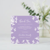 ホワイト&薄紫ワイルドフラワー葬儀サンキューカード 招待状 (スタンド正面)
