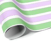 ホワイト、薄紫、グリーンストライプ紙 ラッピングペーパー (ロールコーナー)