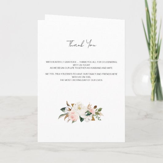 ホワイト&赤面ピンクマグノリアフローラ結婚ズフォールディング プログラム (裏面)