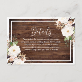 ホワイト&赤面フ素朴ァラーズ結婚ウッド エンクロージャーカード