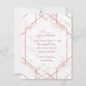 ホワイト&赤面大理石バラ金ゴールドブライデスメイド提案 招待状 (裏面)