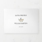 ホワイト&赤面·ピンク·マグノリア·フローラズ結婚·フォト 三つ折り招待状 (カバー)