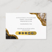 ホワイト&金ゴールドアゲートゲードグリッターモノグラムマーブル 名刺 (裏面)