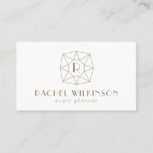 ホワイト&金ゴールドアートDec Gemソーシャルメディアモノグラム 名刺 (正面)