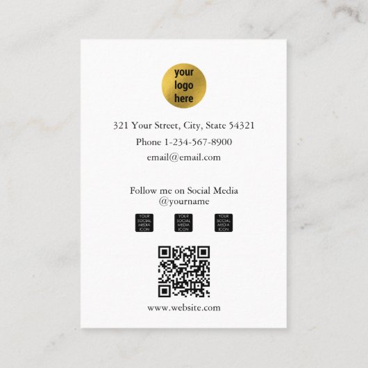 ホワイト&金ゴールドイベント計画とエンターテイメント写真 名刺 (裏面)