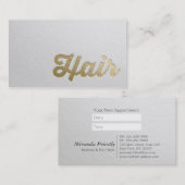 ホワイト&金ゴールドエンボス文字美容師アポイントメント 予約カード (正面/裏面)