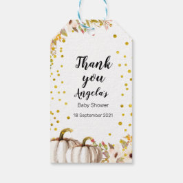 ホワイト&金ゴールドカボチャモダンありがとうラベル。 ギフトタグ