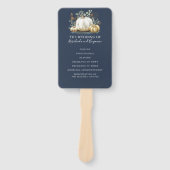 ホワイト&金ゴールドカボチャ秋の結婚式プログラムハンド ハンドファン (正面)