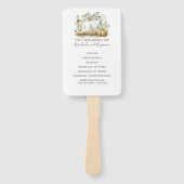 ホワイト&金ゴールドカボチャ秋の結婚式プログラム ハンドファン (正面)