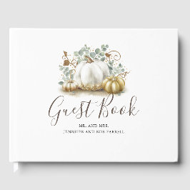ホワイト&金ゴールドカボチャ秋の結婚式 ゲストブック