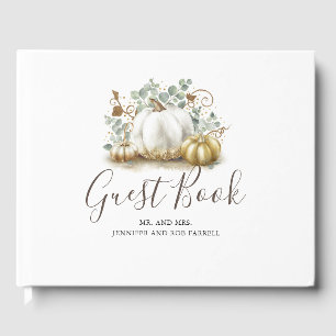 ホワイト&金ゴールドカボチャ秋の結婚式 ゲストブック