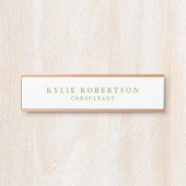 ホワイト&金ゴールドカラープロフェッショナルトレンディープレーン サインプレート (正面)