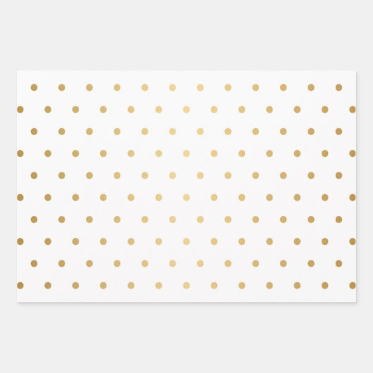 ホワイト&金ゴールドキャンディストライプケイン水玉模様 ラッピングペーパーシート (正面3)