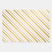 ホワイト&金ゴールドキャンディストライプケイン水玉模様 ラッピングペーパーシート (正面2)