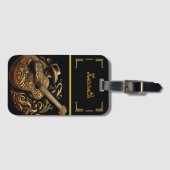 ホワイト&金ゴールドギターカウボーイ複雑 ラゲッジタグ (正面横)