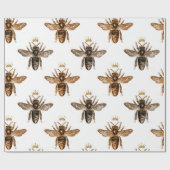 ホワイト&金ゴールドクイーンビーラッピング紙 ラッピングペーパー (フラット)