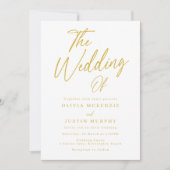 ホワイト&金ゴールドクラシックエレガンス結婚ズ 招待状 (正面)