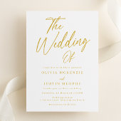 ホワイト&金ゴールドクラシックエレガンス結婚ズ 招待状