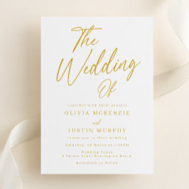 ホワイト&金ゴールドクラシックエレガンス結婚ズ 招待状