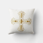 ホワイト&金ゴールドクリスチャンクロス装飾用クッション クッション (裏面)