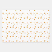 ホワイト&金ゴールドクリスマススノーフレークの星 ラッピングペーパーシート (正面)