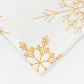 ホワイト&金ゴールドクリスマススノーフレークパターン冬 フリースブランケット (角)