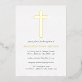 ホワイト&金ゴールドクロスバプティスフォイル招待状 箔招待状 (正面)