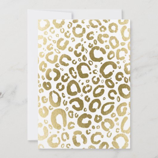 ホワイト&金ゴールドグラムヒョウ印刷ベビーシャワー 招待状 (裏面)