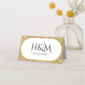 ホワイト&金ゴールドグリッターオーバルウェディングレセプション プレイスカード (裏面)