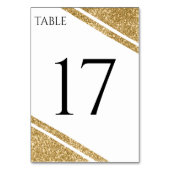 ホワイト&金ゴールドグリッターストライプウェディングレセプション テーブルナンバー (正面)