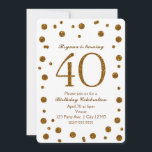 ホワイト&金ゴールドグリッタードット40th 40バースデーパーティ 招待状<br><div class="desc">ホワイト&金ゴールドグリッタードット40番目の40バースデーパーティ招待状</div>