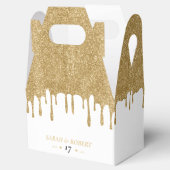 ホワイト&金ゴールドグリッタードリッ結婚プの フェイバーボックス (オープン)