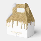 ホワイト&金ゴールドグリッタードリッ結婚プの フェイバーボックス (正面サイド)