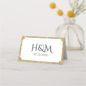 ホワイト&金ゴールドグリッター凹型ウェディングレセプション プレイスカード (裏面)