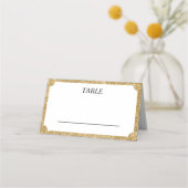 ホワイト&金ゴールドグリッター凹型ウェディングレセプション プレイスカード (正面)