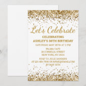 ホワイト&金ゴールドグリッター30th Birthday Let 祝 Let  招待状 (正面/裏面)