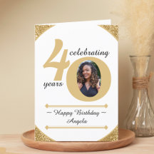 ホワイト&金ゴールドグリッター40歳40歳