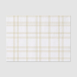 ホワイト&金ゴールドシックファッションプレイドパターンプリント 薄葉紙