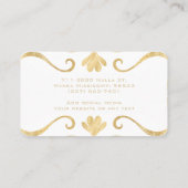 ホワイト&金ゴールドシンプルフローラエレガントラグジュアリーフェミニン 名刺 (裏面)