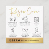 ホワイト&金ゴールドスクリプトロゴ樹脂コースターガイ気にド スクエア名刺 (正面)