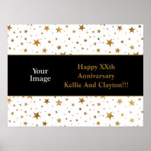 ホワイト/金ゴールドスターとメッセージ/記念写真Po