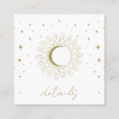 ホワイト&金ゴールドスターズシナ日が差すことムーン結婚ズ スクエア名刺 (正面)